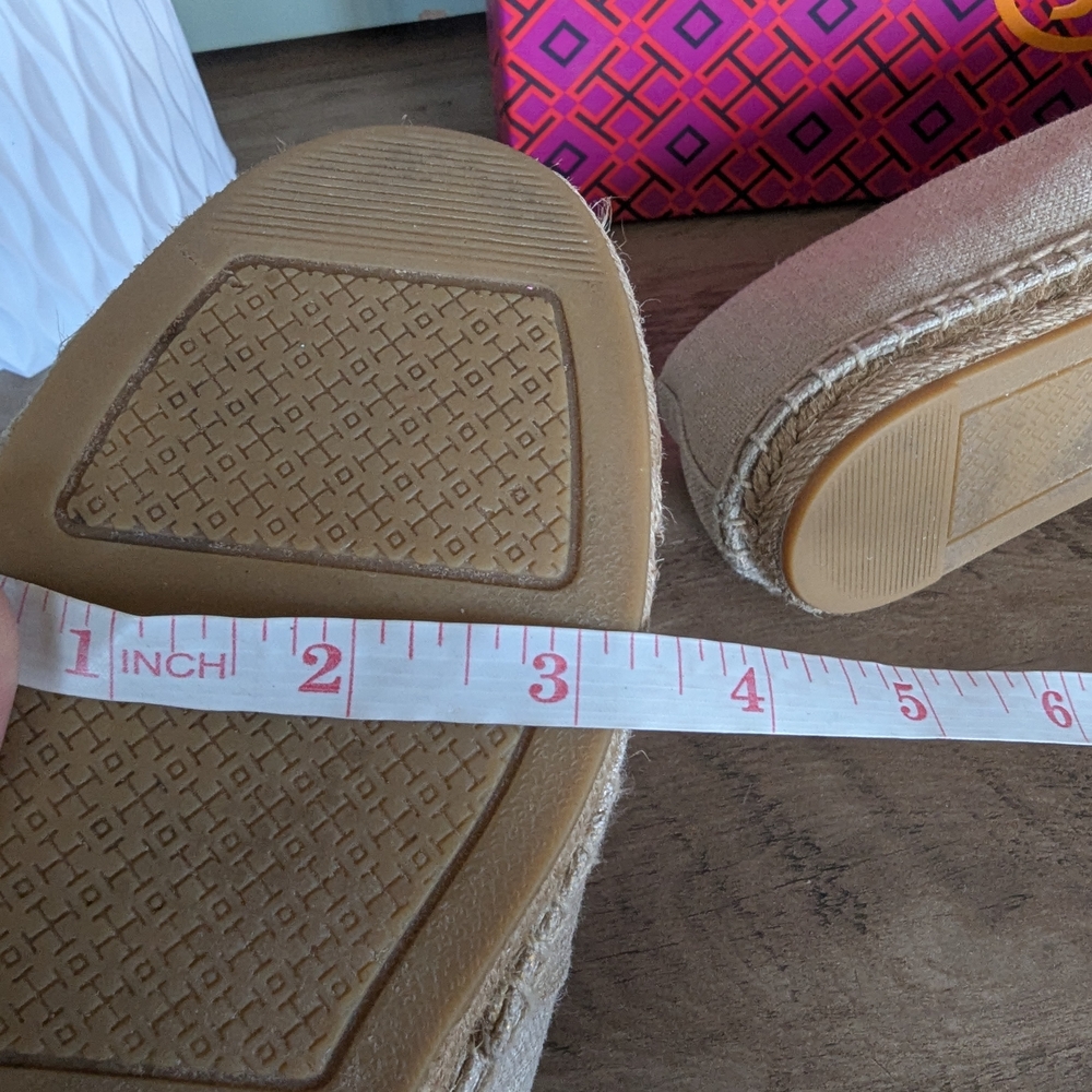 Tory Burch Beige Canvas Espadrille Flats with Logo - Picture 13 of 13
